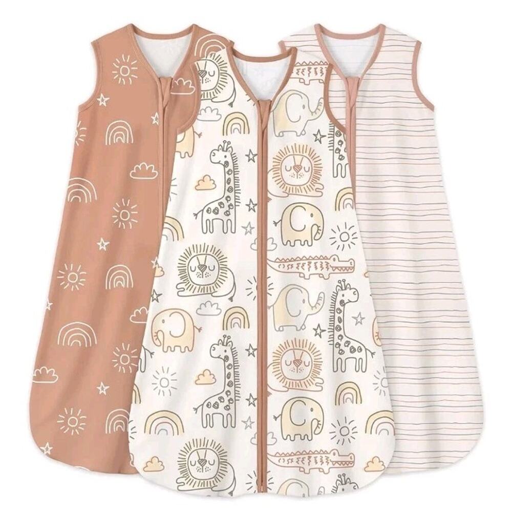 New Soft and Cozy 3pk Sleep Sack 2 Way Zip Up Wearable Blanket 0-6+ M 100% Cotto